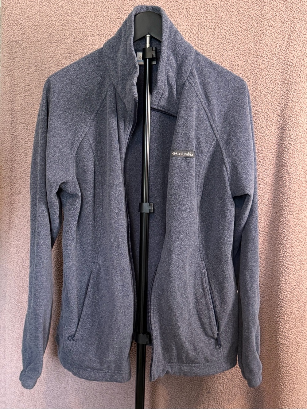 Columbia Women’s Blue Heather Full Zip Fleece Jacket High Collar XL